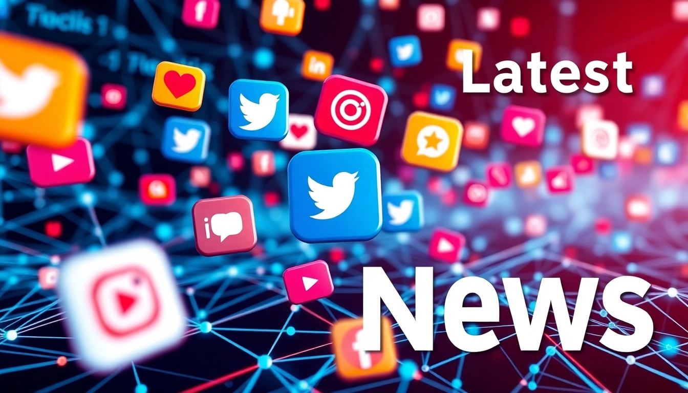 Latest Social Network News updates showing trending icons and digital network visuals for
